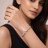 Heart Design American Diamond Women Kada in 925 Silver | Elegant Openable Bracelet