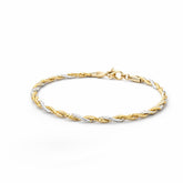 Two Tone Twisted Rope Women Kada in 925 Silver | Gold & Silver Finish Elegant Bracelet