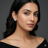 Pink Gemstone Halo Stud Earrings in 925 Sterling Silver