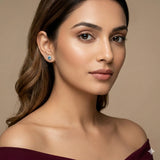 Aqua Blue Gemstone Halo Stud Earrings in 925 Sterling Silver