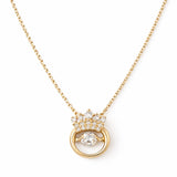 925 Silver Rosegold Plated Crown Pendant Necklace for Women | Queen Crown Stone Necklace