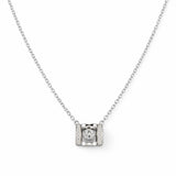 925 Silver Geometric Square Pendant Necklace for Women | Minimal Floating Stone Sterling Silver Jewellery