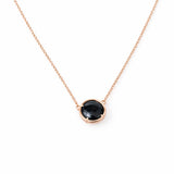 925 Silver Rosegold Black Stone Round Pendant Necklace for Women | Minimal Elegant Sterling Silver Jewellery