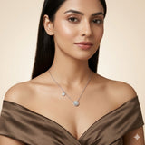 925 Sterling Silver Double Round CZ Pendant Necklace Rhodium Plated for Women