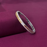 925 Sterling Silver Two Tone CZ Kada for Men | Designer Silver Bracelet
