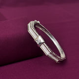 925 Sterling Silver Om CZ Kada for Men | Designer Silver Bracelet