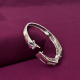 925 Sterling Silver Om CZ Kada for Men | Designer Silver Bracelet