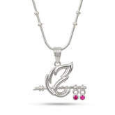 krishna pendant pink stone silver necklace