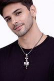 925 Sterling Silver Shiv Trishul Damru Nandi Pendant Chain for Men | Mahadev Rudraksha Divine Necklace | BIS Hallmarked