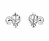 Zaviraa 925 Sterling Silver Khanda Stud Earrings for Women | Sikh Symbol Silver Earrings | Pure Chandi Spiritual Jewellery