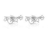 Zaviraa 925 Sterling Silver Mahadev Stud Earrings for Women | Shiv Naam with Trishul Design | Pure Chandi Spiritual Jewellery