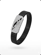 Zaviraa Cubic Zirconia Diamond Studed 925 Silver Jaguar Stretchable Band