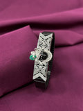 Zaviraa Divine Shrinathji 925 Sterling Silver Bracelet with Black Stretch Band