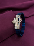 Zaviraa Divine Ganesha 925 Sterling Silver Bracelet with Royal Blue Stretch Band