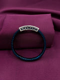 Zaviraa Eternal Hearts 925 Sterling Silver Bracelet with Royal Blue Stretch Band