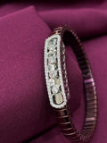 Zaviraa Celestial Seven-Stone 925 Sterling Silver Bracelet with Bronze-Brown Stretch Band