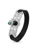 Zaviraa Divine Shrinathji 925 Sterling Silver Bracelet with Black Stretch Band