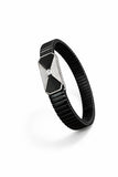 Zaviraa 'Obsidian Bow' Black Onyx and Diamond Accent Modular Stretch Bracelet in Sterling Silver