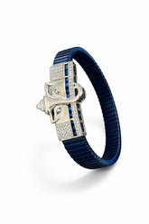 Zaviraa Divine Ganesha 925 Sterling Silver Bracelet with Royal Blue Stretch Band
