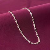 925 Sterling Silver Rectangular Link Chain for Men | Minimal Paperclip Style Necklace | BIS Hallmarked