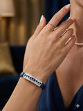 Zaviraa Eternal Hearts 925 Sterling Silver Bracelet with Royal Blue Stretch Band