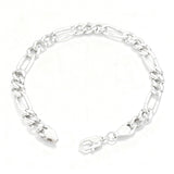 925 Sterling Silver Figaro Hollow Chain Bracelet for Men