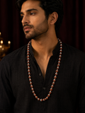 Silver Rudraksha Mala (8MM Beads) | Double Tar | Silver Flower Caps and Beads | Men |925 Silver | Zaviraa