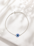 Silver Evil Eye Bracelet I Premium 925 Silver Minimal Anchor Chain Girls Evil Eye Bracelet I Trending 925 Silver Evil Eye Bracelet