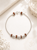 Silver Rudraksh Ghungroo Bracelet I Pure 925 Silver Divine Rudraksh Bracelet For Girls I Latest Silver Rudraksh Minimal Bracelet