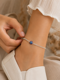 Silver Evil Eye Bracelet I Premium 925 Silver Minimal Girls Evil Eye Bracelet I Trending 925 Silver Evil Eye Bracelet