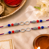 Silver Infinity Symbol Rakhi | Pure 925 Sterling Silver Infinity Rakhi | Forever Bond Designer Infinity Rakhi | Zaviraa