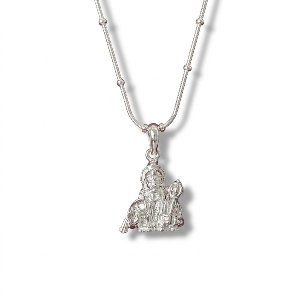 Silver pendant necklace on a white background