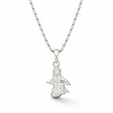 Silver pendant necklace on a white background