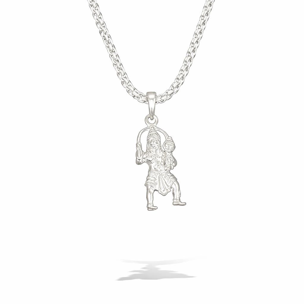 Silver pendant necklace on a white background