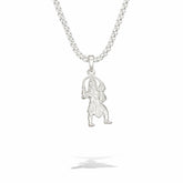 Silver pendant necklace on a white background
