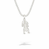 Silver pendant necklace on a white background