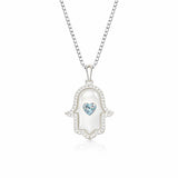 925 Sterling Silver Hamsa Hand Heart Pendant Necklace