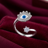Evil Eye Ring | Minimal 925 Silver Nazar Protection Ring | 925 Sterling Silver Evil Eye Jewellery | Zaviraa