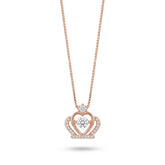 Rose gold necklace with a heart-shaped pendant on a white background
