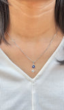 Zaviraa 925 Sterling Silver Evil Eye & Solitaire Jewelry Set with Pendant & Earrings
