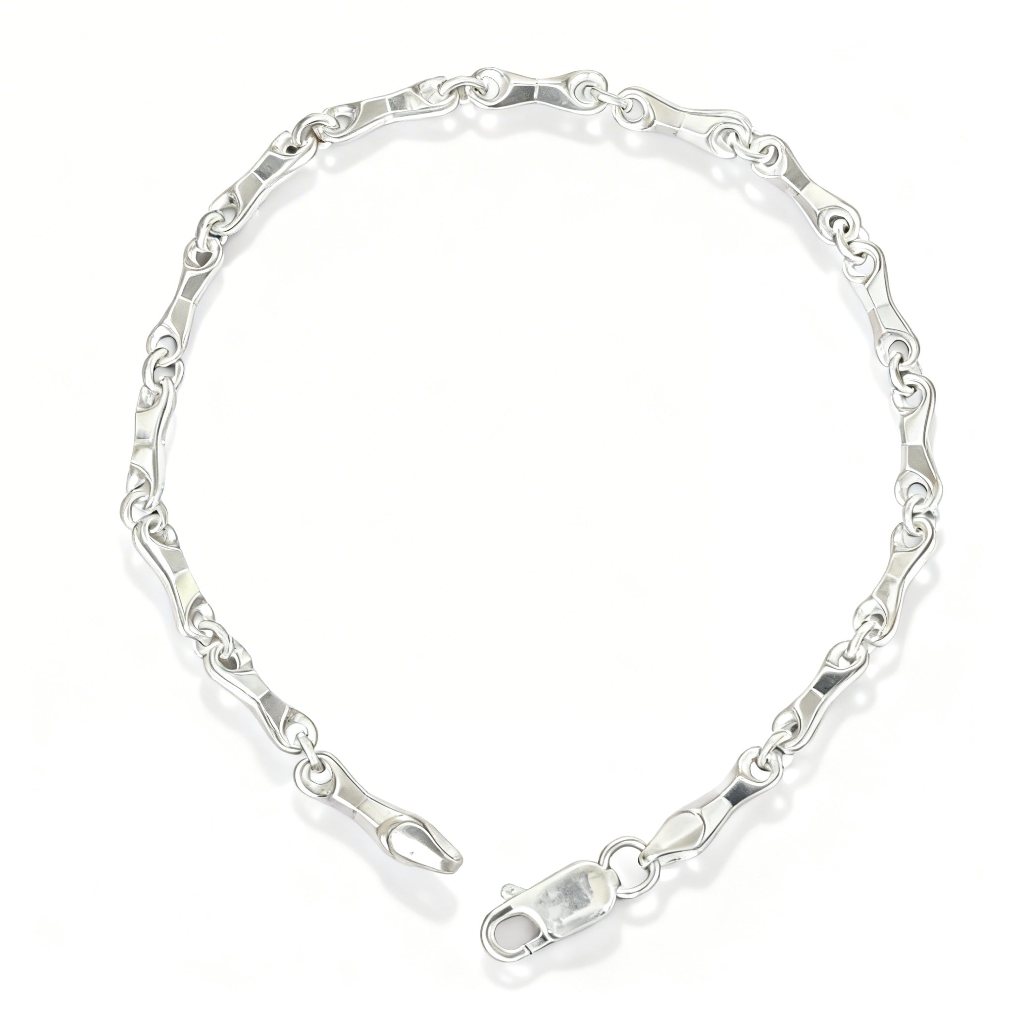925 Sterling Silver Fancy Bar Link Bracelet for Men