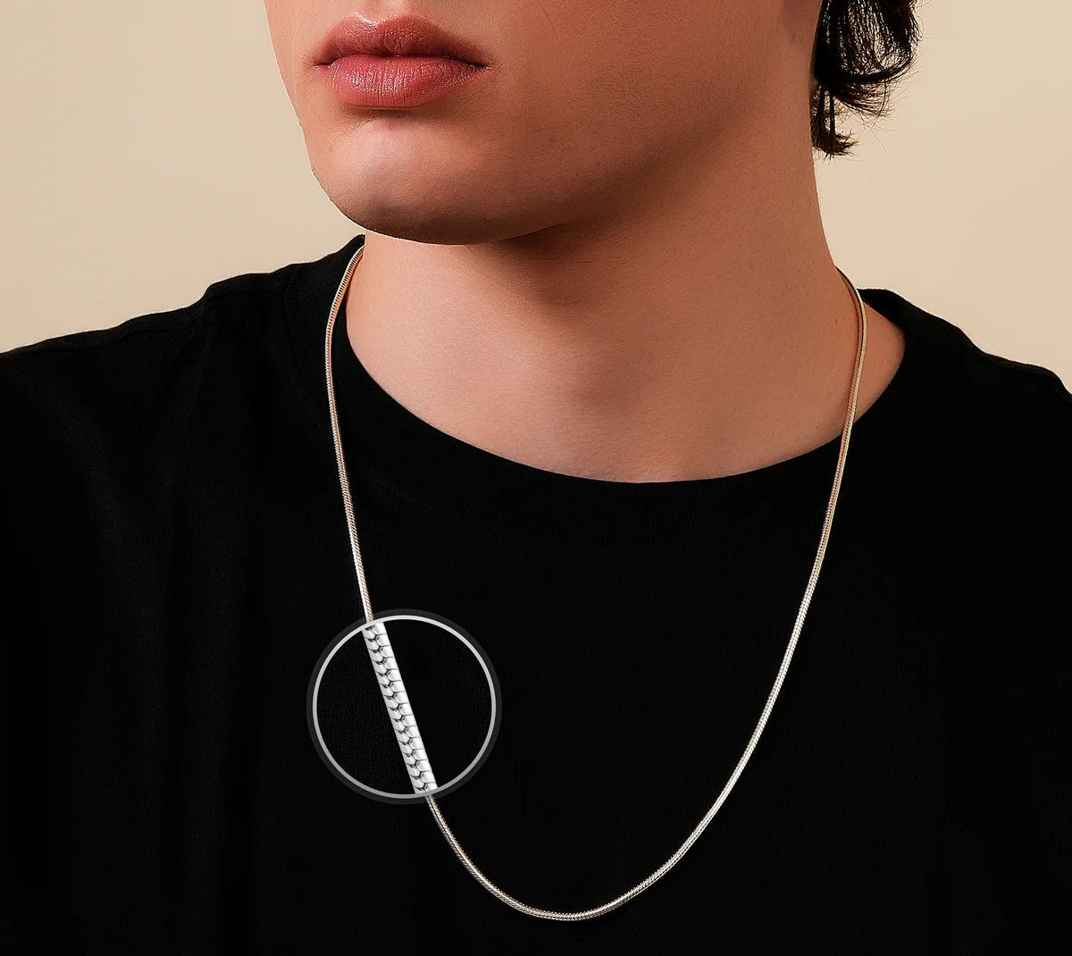 925 Sterling Silver Snake Chain Necklace – Smooth Minimal Silver Chain for Women & Men | Zaviraa