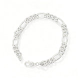 925 Sterling Silver Figaro Hollow Chain Bracelet for Men