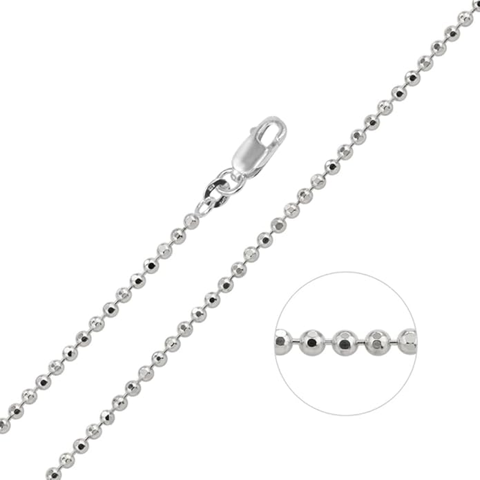 925 Sterling Silver Ball Bead Chain Necklace – Minimal Silver Chain for Women & Men