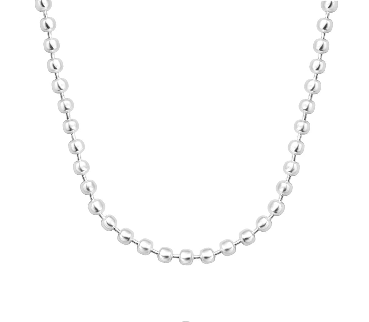 925 Sterling Silver Ball Bead Chain Necklace – Minimal Silver Chain for Women & Men
