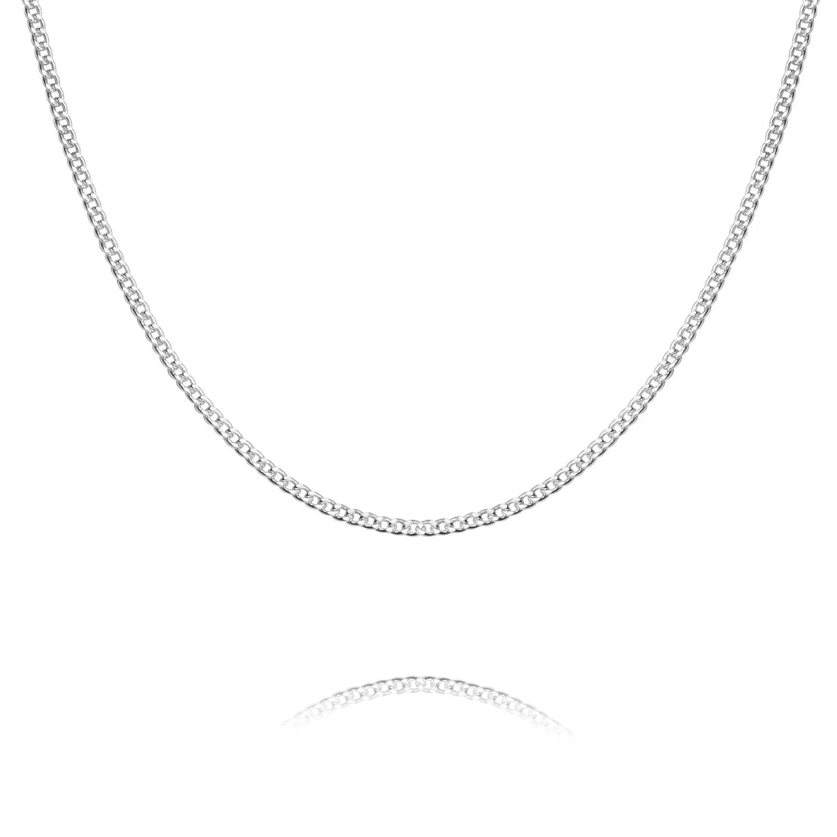 925 Sterling Silver Curb Chain Necklace – Classic Flat Link Silver Chain for Women & Men | Zaviraa