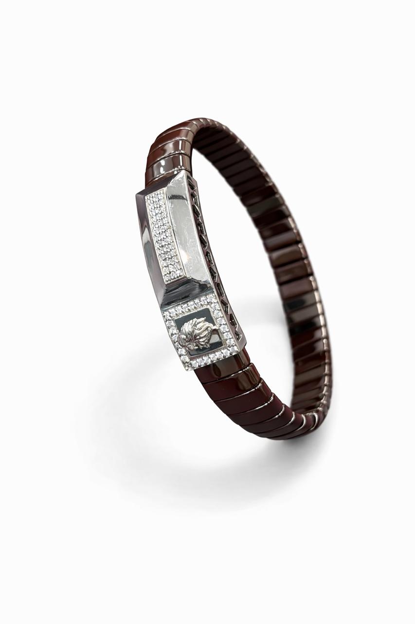 Zaviraa Lion King Signature 925 Silver Stretchable Band