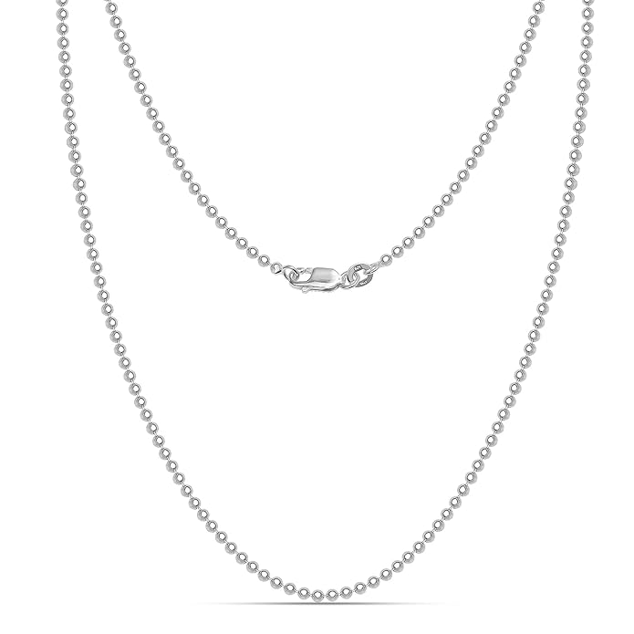 925 Sterling Silver Ball Bead Chain Necklace – Minimal Silver Chain for Women & Men