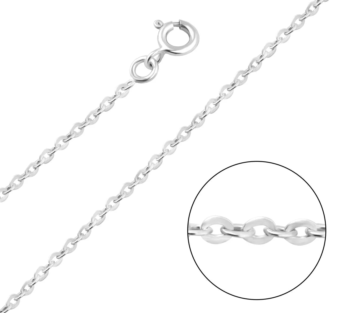 925 Sterling Silver Cable Chain Necklace – 1.3mm Minimalist Silver Chain for Women & Men