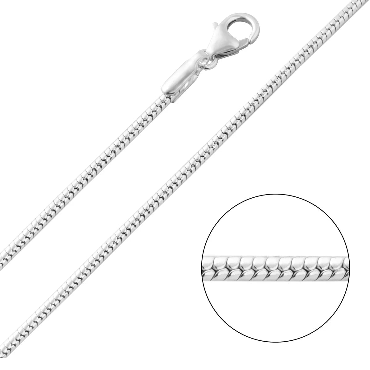 925 Sterling Silver Snake Chain Necklace – Smooth Minimal Silver Chain for Women & Men | Zaviraa